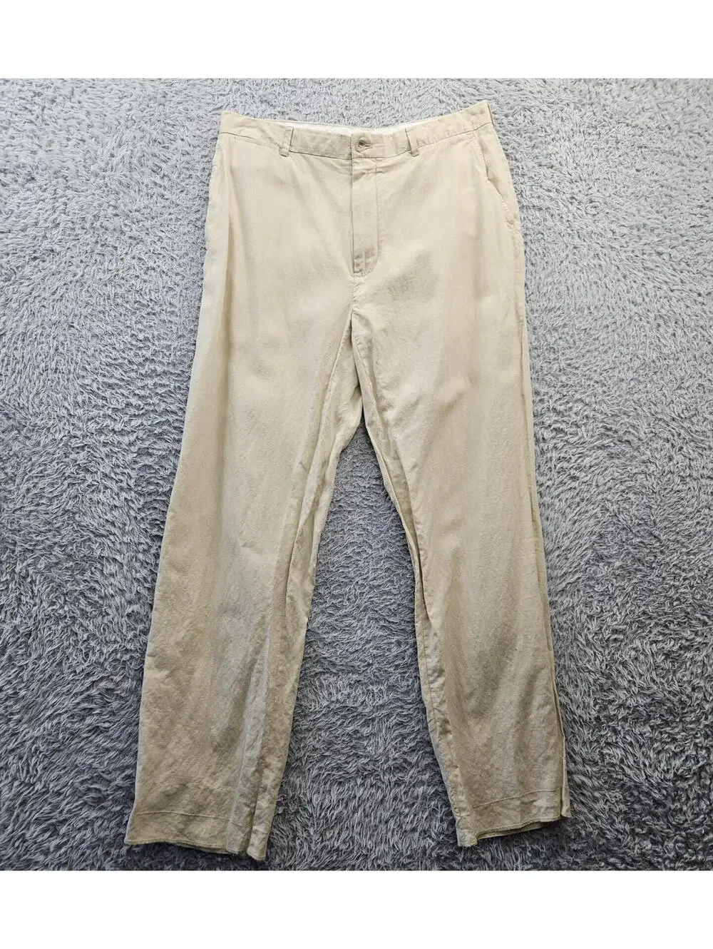 POLO Ralph Lauren Vintage Chino Pants Men 36 (Fits 33-34x30) Linen Silk Beige *